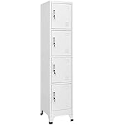 loibinfen Metal Locker Storage Cabinet with 4 Lockable Doors, Gray Steel Storage Cabinet Lockable...