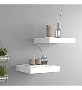 loibinfen Floating Wall Shelves 2 pcs White 9.1"x9.3"x1.5" MDF,Wall Mounted Shelf Storage Rack, F...