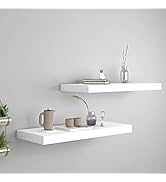 loibinfen Floating Wall Shelves, Set of 2 Decor Wall Mounted Shelves, Hanging Shelf with Invisibl...