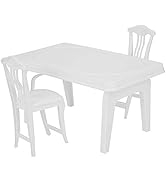 Zerodis 3Pcs Girl Play House Table Chair, Cute Dolls Accessory Dinner Table and Chairs for Doll M...