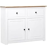 GOLINPEILO Solid Wood Sideboard with 2 Drawers and 2 Doors, Wooden Side Storage Cabinet Buffet Ca...