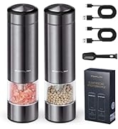 FORLIM Rechargeable Electric Salt and Pepper Grinder Set - Automatic One-Handed Operation Mill wi...