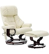 Massage Reclining Chair with A Footstool, Electric Faux Leather Recliner with 6-Point Vibration P...