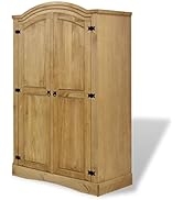 loibinfen Wooden Door Wardrobe, Solid Pinewood Bedroom Armoires with Hanging Rob,Cabinet Storage ...