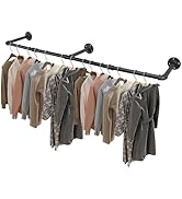 Livabber Industrial Pipe Clothes Rack, Heavy Duty Detachable Iron Garment Rack Wall Mounted, Rust...