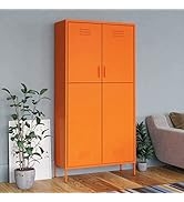 loibinfen Metal Wardrobe Cabinet, Steel Tall Storage Cabinet with Doors and Shelves, Metal Storag...