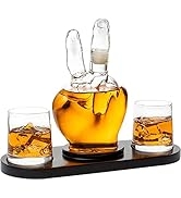 The Wine Savant Peace Sign Wine and Whiskey Decanter 750ml With 2 10oz Glasses 9" H 14" L - Peace...