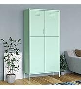 70.9" Tall Metal Wardrobe Cabinet, Steel Clothing Cabinet Storage Cabinets with 2 Doors, 4 Adjust...