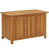 loibinfen Solid Wood Outdoor Storage Bench,Solid Acacia Wood Garden Deck Box Patio Storage Box wi...