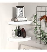 GOLINPEILO Floating Corner Shelf Invisible Wall Mounted Shelves, Set of 2 MDF Floating Corner Sto...