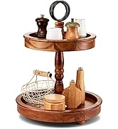 RABAHA 2 Tier Tray Stand Wood- Two Tiered Cake Stand Wooden - Farmhouse Decor Table Kitchen Tray ...