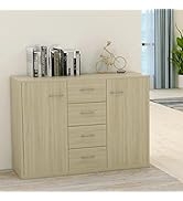 loibinfen Sideboard Buffet Server Storage Cabinet with 2 Doors and 4 Drawer, Home Kitchen Sideboa...