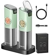 FORLIM Rechargeable Salt and Pepper Grinder Set with Charging Base, Automatic Electric Pepper Mil...