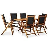 loibinfen 7 Pieces Patio Dining Set for 6, Outdoor Oval Acacia Wood Folding Dining Table and Fold...