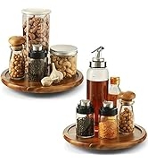 RABAHA 10" Acacia Lazy Susan Organizer for Cabinet - Wooden Lazy Susan Turntable for Table - Wood...