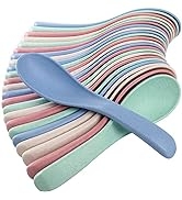 WUWEOT 24 Pack Wheat Straw Soup Spoons, 6 Inches Colourful Unbreakable Meal Spoon, Cereal Dinner ...