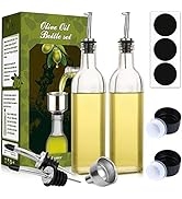 [2 PACK]AOZITA 17 oz Glass Olive Oil Dispenser Bottle Set - 500ml Clear Oil & Vinegar Cruet Bottl...