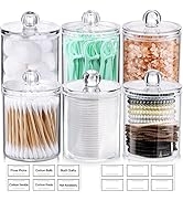 AOZITA 6 Pack Qtip Holder Dispenser for Cotton Ball, Cotton Swab, Cotton Round Pads, Floss - 10 o...