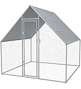 Loibinfen Large Metal Chicken Coop Run Walk-in Poultry Cage Chicken Run House with Waterproof Cov...