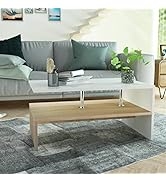 loibinfen Modern Coffee Table Engineered Wood 35.4"x23.2"x16.5" Oak and White