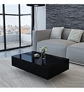 loibinfen Coffee Table High Gloss Side Table Modern Sofa Table Couch Table for Living Room Home O...