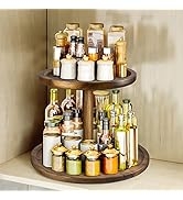 2 Tier Acacia Wooden Lazy Susan Organizer for Kitchen,Turntable for Cabinet,Turntable Organizer f...