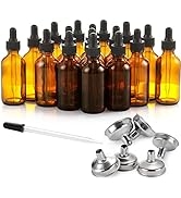 24 Pcs 2 oz Dark Amber per Bottles with 6 Small Funnels & 1 Long Glass per & 24 Labels - ...