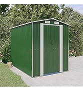 GOLINPEILO Outdoor Garden Shed with Sliding Doors and Vents Galvanized Steel Outdoor Tool Shed Po...