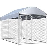 loibinfen Outdoor Dog Kennel with Roof, 150.4"x75.6"x88.6" Dog Kennel House, Dog Crate Cage Large...