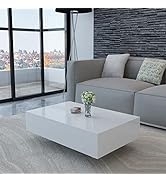 loibinfen Coffee Table High Gloss Side Table Modern Sofa Table Couch Table for Living Room Home O...