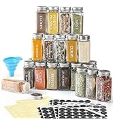 AOZITA 24 Pcs Glass Spice Jars with Labels - 4oz Empty Square Spice Bottles Containers, Condiment...