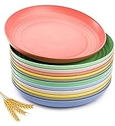 WUWEOT 12 Pack Wheat Straw Plates, 8.8" Dishwasher & Microwave Safe Dinner Plates, Lightweight & ...