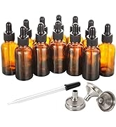 12 PCS, 1 oz per Bottles for Essential Oils with 3 Stainless Steel Funnels & 1 Long Glass Dro...