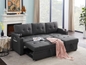 Linen Fabric Sleeper Reversible Storage Sofa Sectional