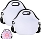 White-2 PCS Lunch Bag with Shoulder Belt