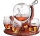 Airplane Globe w/ 4 Glasses