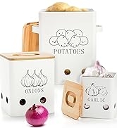 3 Pack Vegetable Storage Tins Metal Onion Garlic Potato Jars Set